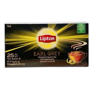 ลิปตัน ชาเขียวผงกลิ่นมะกรูดและส้มชนิดซอง Lipton Earl Grey Black Tea 50g