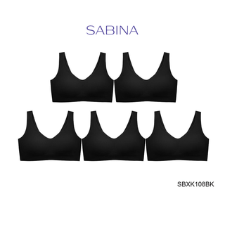 SABINA BRALESS เสื้อชั้นใน (Set 5 ชิ้น) Seamless (ไม่มีโครง) รุ่น Soft Collection รหัส SBXK108BK สีดำ