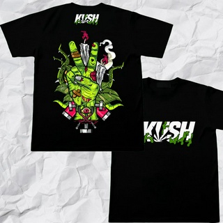 KUSH เสื้อยืดผ้าฝ้ายพิมพ์ลาย เสื้อยืดผู้ชายหล่อ เสื้อยืดผู้ชาย cotton เสื้อยืดแฟชั่น