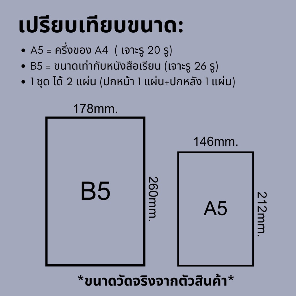 เฉพาะปก) ปกสมุดรีฟิลล์ ขนาดA5/B5 - 20รู/26รู 1 คู่ (ปกหน้า+หลัง) | Shopee  Thailand