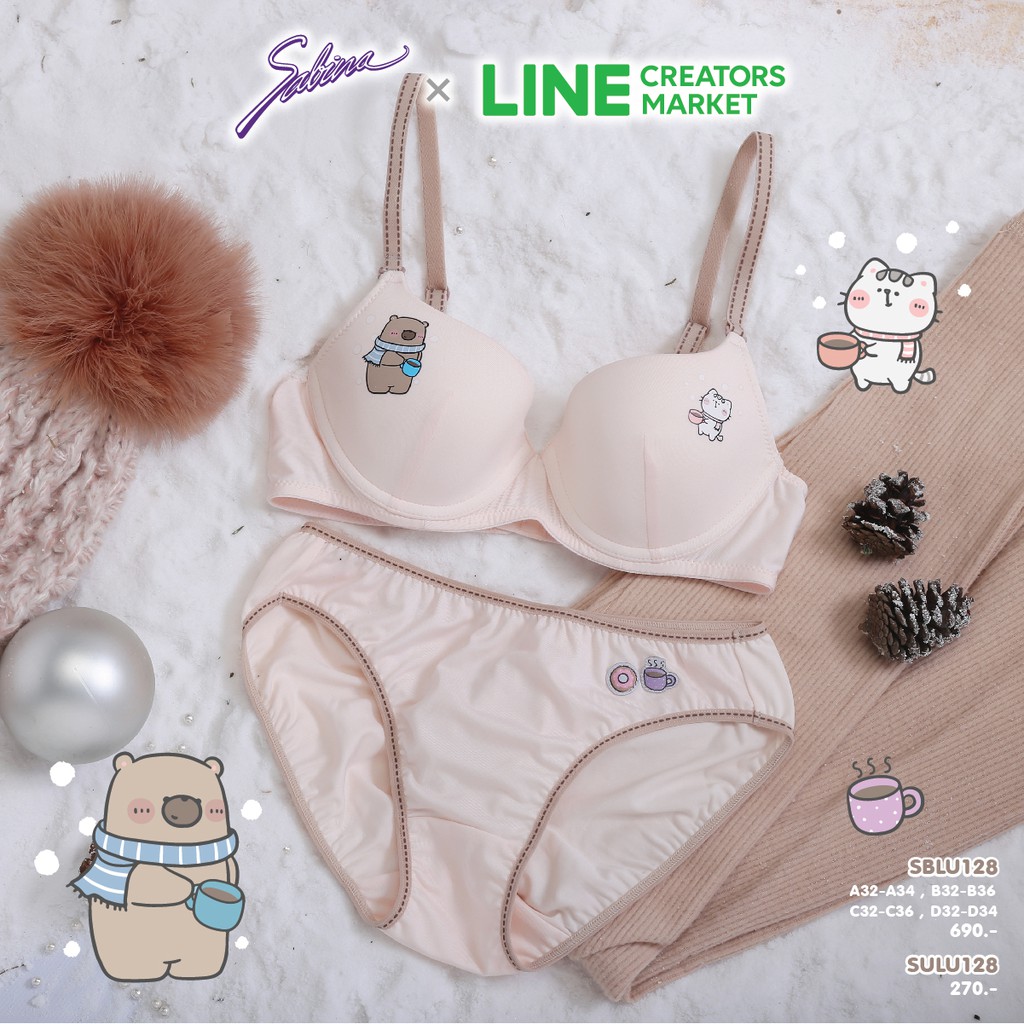 Sabina เซ็ตชุดชั้นใน Pretty Perfect (L-Special ) Collection SABINA X LINE CREATOR MARKET SBLU128OL+S