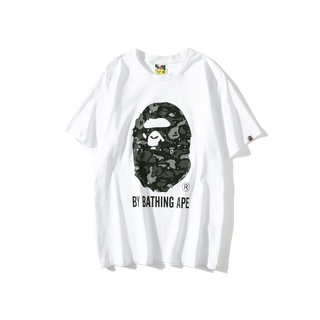 Bape เสื้อยืดแขนสั้น พิมพ์ลายตัวอักษร Ape Shark Camo เรืองแสง สีขาว สีดํา สําหรับผู้ชาย และผู้หญิง