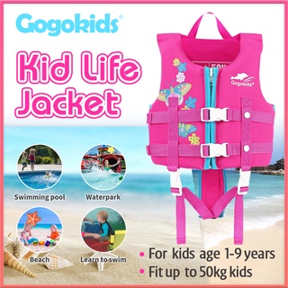 Gogokids เสื้อชูชีพ เสื้อชูชีพว่ายน้ํา สีชมพู พร้อมสายคล้อง ปรับได้ เพื่อความปลอดภัย สําหรับเด็กผู้หญิง 1-9 ปี