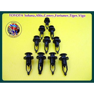 กิ๊บล็อค กิ๊บกันชน สีดำ 10 ชิ้น  - Bumper clips, 10 pieces  For   TOYOTA Soluna,Altis,Camry,Fortuner,Tiger,Vigo