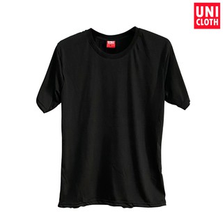 (โค้ดMARINC30ลดเพิ่ม30%) UNICLOTH เสื้อยืด คอกลม แขนสั้น สีพื้น BLACK (ดำ) เนื้อผ้า TC ดีกว่าผ้าคอตตอน เกรด PREMIUM