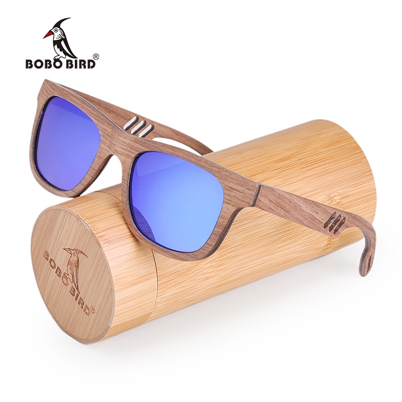 BOBO BIRD Walnut Men Wood Sunglasses Brand Designer Spaure Goggle