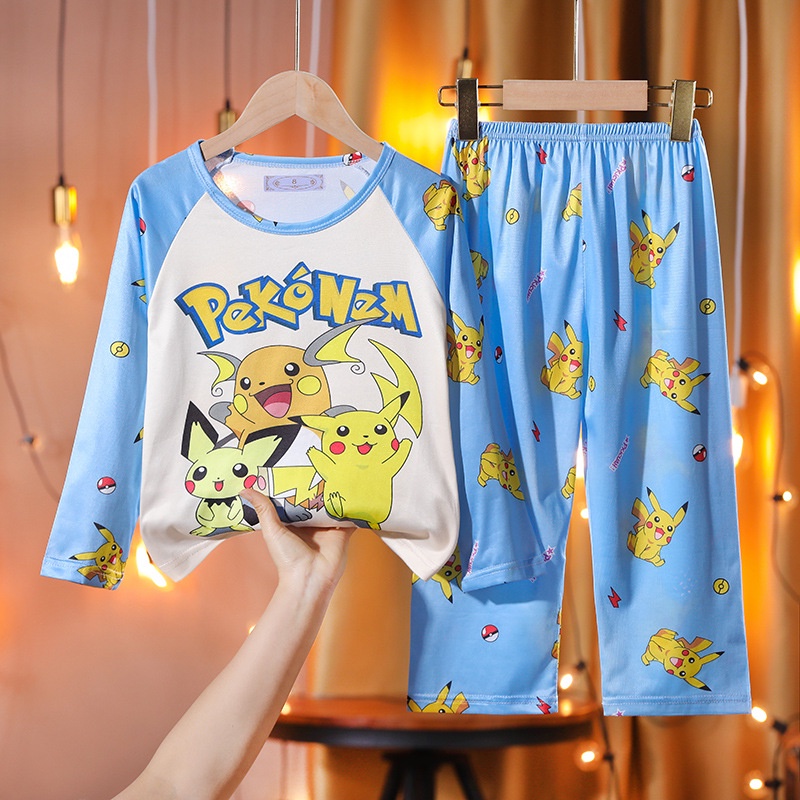 สต็อกขายเด็กสาวPikachuชุดนอนชุดฤดูร้อนชุดนอนเด็กDoraemonการ์ตูนHomewearชุดนอนเด็กPyjama