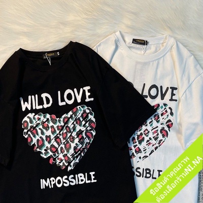 พร้อมส่ง|ถูก|ส่งไว เสื้อยืดคอกลมเสื้อโอเวอรไซส์แขนสั้นสกรีนลายสำหรับผู้หญิงเรียบๆแต่สวยใส่ชิวๆ เสื้อสไตล์เกาหลี XXL