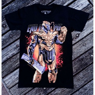 เสื้อยืดวินเทจBt140 เสื้อยืดผ้าฝ้าย พิมพ์ลาย THANOS END GAME DOUBLE EDGED SWORD MARVEL UNIVERSE HERO สีดําS-3XL