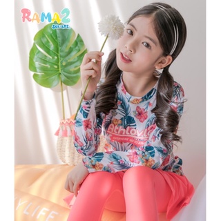 New.ชุดว่ายน้ำแฟชั่นเด็กผู้หญิง ลายดอกไม้ สีชมพู เซ็ต 2 ชิ้น รุ่น5021