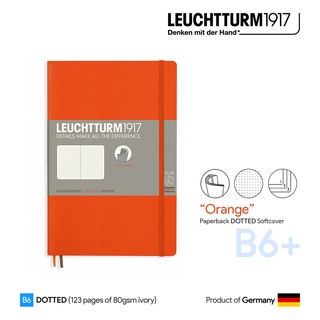 Leuchtturm1917 Paperback (B6+) "Orange" Dotted Softcover Notebook - สมุดโน๊ต Leuchtturm B6+ ลายจุด ปกอ่อน สีส้ม