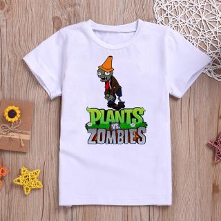 เสื้อยืดลําลอง พิมพ์ลาย Plants Vs Zombies แฟชั่นฤดูร้อน สําหรับเด็กผู้ชาย และเด็กผู้หญิง