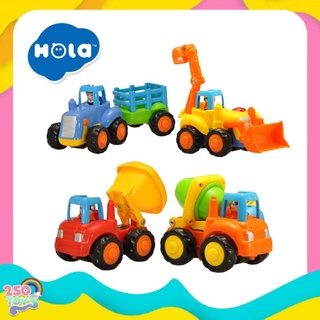 Huile Toys (Hola) รถจิ๋วมหาสนุก Happy tractor + bulldozer+mix truck + dumper รถโม่ปูน รถตักดิน รถบรรทุก รถพ่วง คละสี