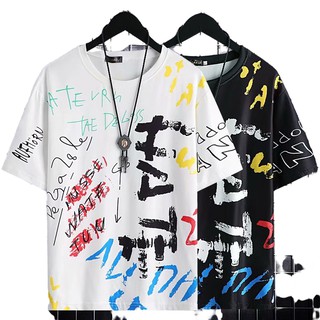 เสื้อยืดคอกลม Fashion T-shirt เสื้อยืดคอกลมผู้ชาย พิมพ์ลายแฟชั่น