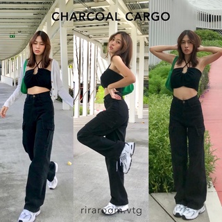 Charcoal cargo |กางเกงคาร์โก้ กางเกงยีนส์ผู้หญิง เอวสูง