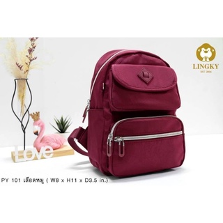 💼🎒👛กระเป๋าเป้ ผ้าร่มลายย่น  💯 รหัส PY 101 ไซส์ 8" มี 3 ซิป และมีให้เลือกด้วยกัน  12 สี