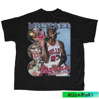 เสื้อยืดคอกลมแขนสั้นผ้าฝ้ายแฟชั่นคลาสสิกพิมพ์ Michael Jordan สําหรับผู้ชาย