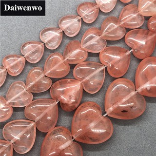 Glass Cherry Quartz Love Shape Beads Natural Diy Bracelet Necklace 4 Size