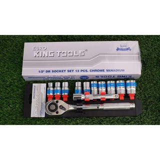 (ของแท้100%-ระวังของปลอม) ชุดบล๊อก EURO KING TOOLS 12PCS 1/2" DR SOCKET SET 12 ตัว/ชุด