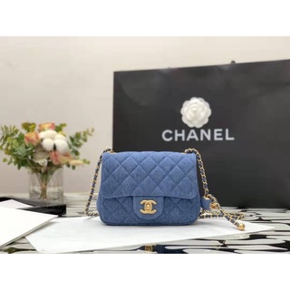 พร้อมส่ง New C h a n € l mini square7 denim(Ori)