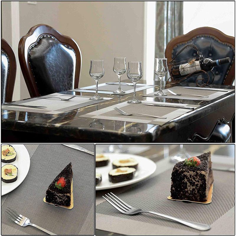 ♥Silver Placemats,Silver Table Mats,Non-slip Insulation Table Dinner ...