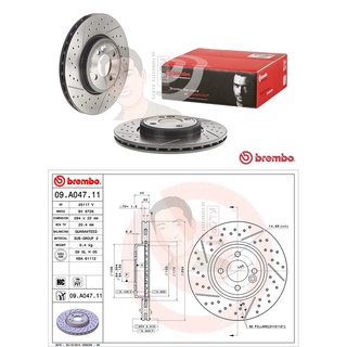 D09 A047 11 จานเบรค ล้อ F (ยี่ห้อ BREMBO) รุ่น HC PVT MINI R50 R52 R53 JCW ปี2001-&gt;