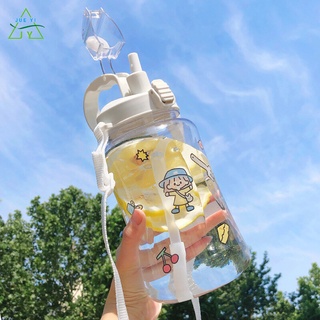 【ขวดน้ำ2ลิตร 】ขวดน้ำดื่มด้วยฟาง 2L ขวดน้ำป้องกันการรั่ว/ขวดน้ำกลางแจ้งความจุขนาดใหญ่กีฬาเหยือกน้ำที่มีการจัดการ