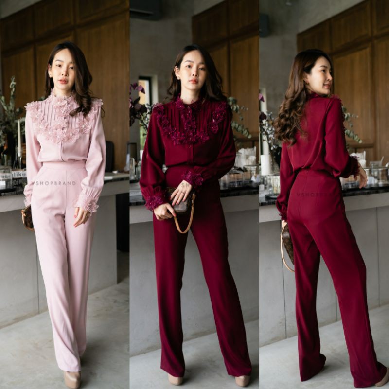 🏷️ Vshopbrand #4225 Set เสื้อ+กางเกง ชุดเซ็ต ชุดกางเกง ชุดขายาว ชุดเซ็ตขายาว ชุดทำงาน ชุดไปงาน ชุดออ