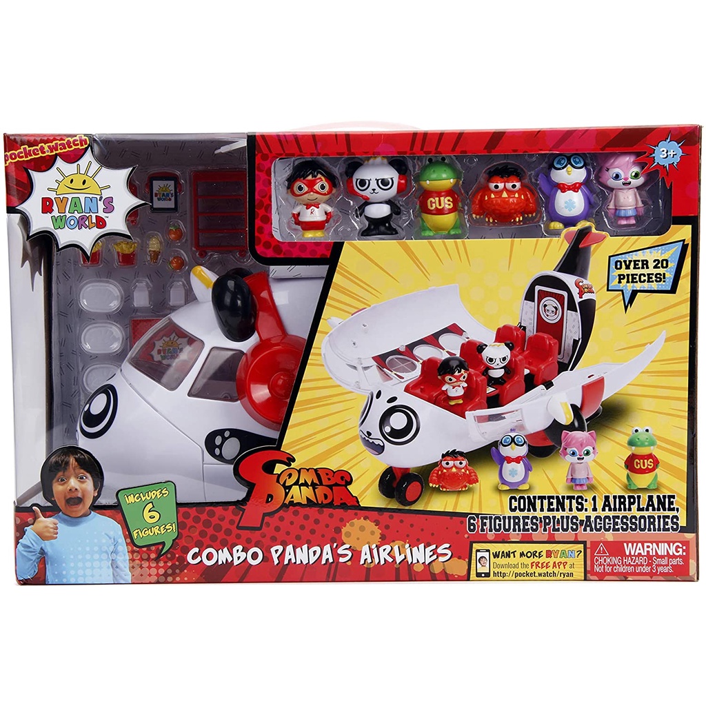 Jada Toys - Ryan's World Panda ชุดเครื่องบิน พร้อมฟิกเกอร์ 6 ชิ้น