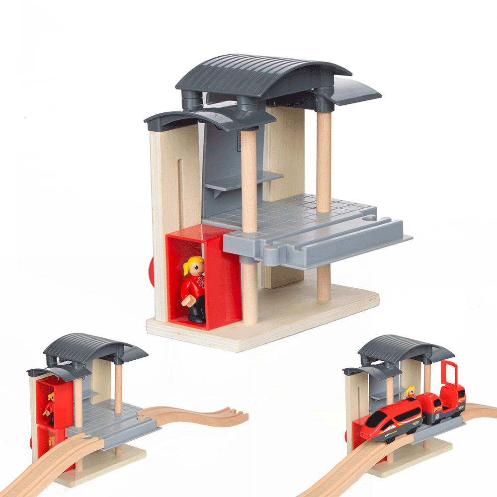 ของเล่นรถไฟรางไม้ สถานีจอดรถรางไม้ เข้ากันได้กับรางรถไฟทุกชนิด