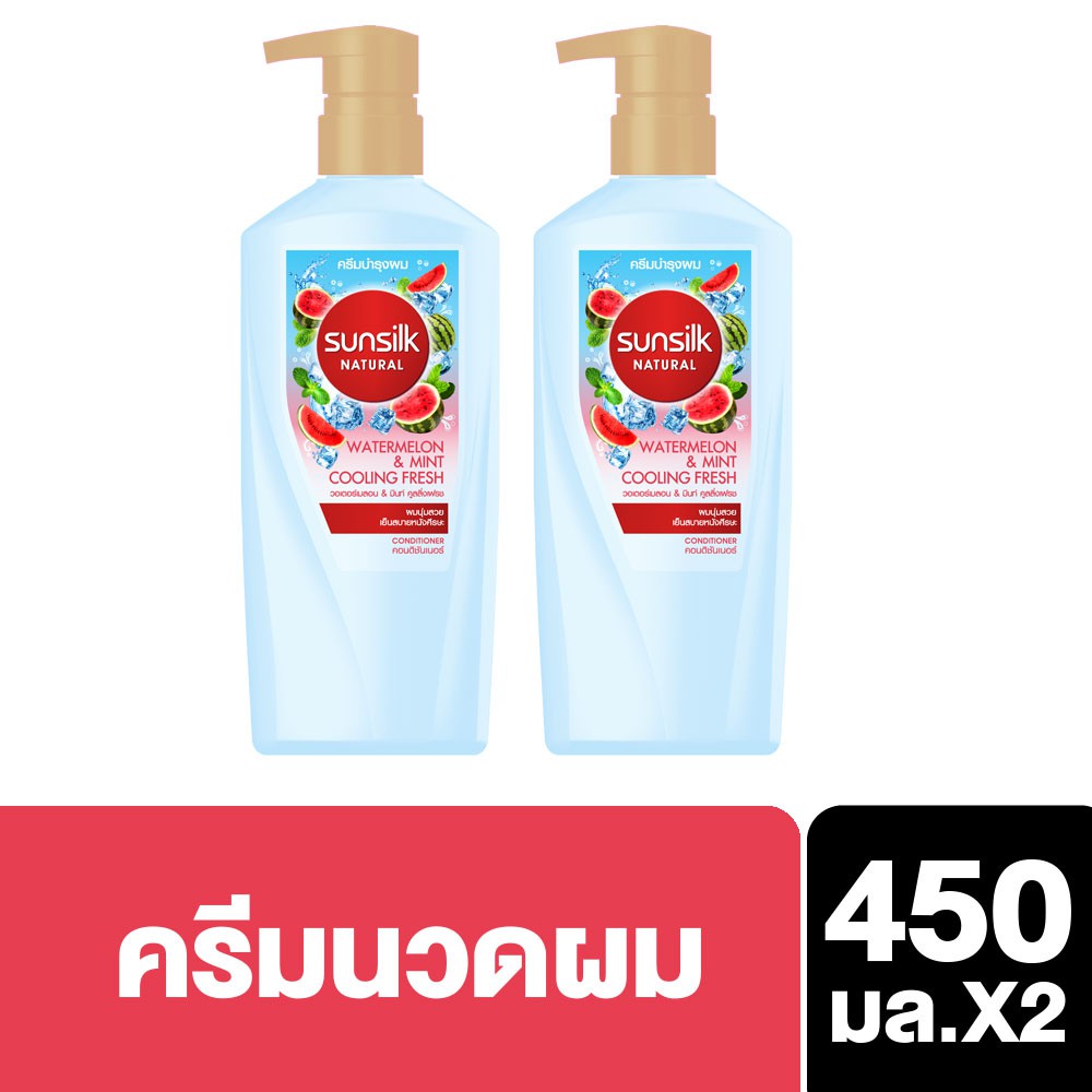 Sunsilk Natural Watermelon & Mint Cooling Fresh Micellar Conditioner 450 ml (x2) UNILEVER