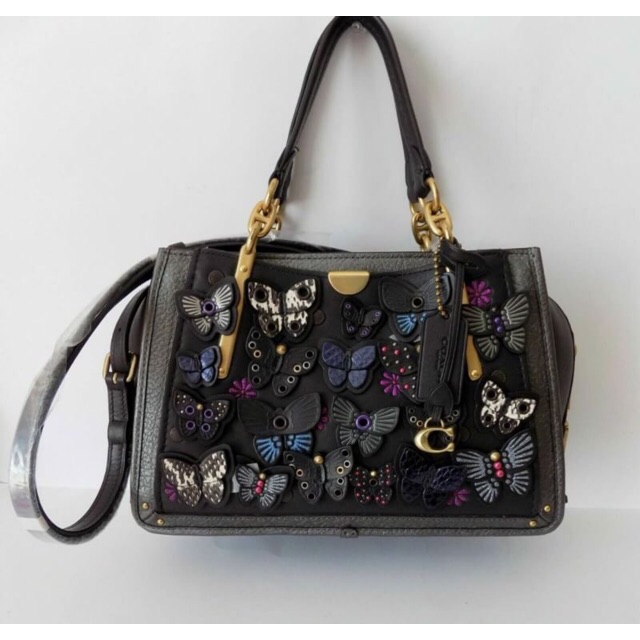 Coach Dreamer with Butterfly Applique and Snakeskin Detail Black