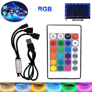 3 in 1 แถบไฟ LED บลูทูธ IR 5V USB 5 ม. 10 ม. 15 ม. หรี่ไฟได้ 24 ปุ่ม RGB IR รีโมตคอนโทรล