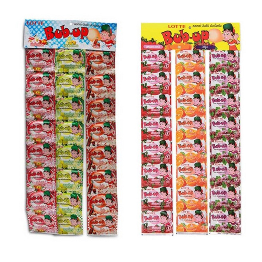 12 / 24 ชิ้นLOTTE BUPUP  หมากฝรั่งล็อตเต้ บับอัป บับเบิ้ลกัม รส องุ่น ส้ม สตรอเบอรี่