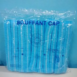 หมวกตัวหนอน เกรดส่ง​ รพ. (แพ็ค​ 50​ ชิ้น)​หมวกคลุมผม​ใยสังเคราะห์ ใช้แล้วทิ้ง​แบบหนา​ กันละอองน้ำได้​