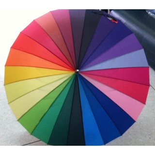 ร่มรุ้ง 24 สี 24 ก้าน แข็งแรง ทนทาน สีจัดจ้าน (Rainbow Umbrella) ร่มแฟชั่น กันแดด กันฝนร่มสีรุ้ง ร่มกันฝน