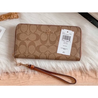 พร้อมส่ง ของแท้ 🇺🇸💯 👉🏻 Long Zip Around Wallet In Signature Canvas Style No. C4452