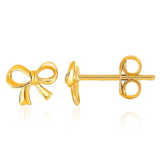 ต่างหูทองคำแท้ 14k รูปโบว์ 14k Yellow Gold Bow Style Post Earrings (พรีออเดอร์ pre-order ทัก chat ก่อนสั่ง)