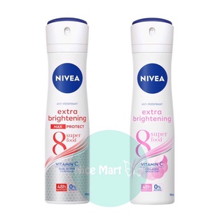 Nivea extra brightening spray เอ็กซ์ตร้า ไบรท์เทนนิ่ง ระงับกลิ่น ลดเหงื่อ ระงับกลิ่นกาย สเปรย์