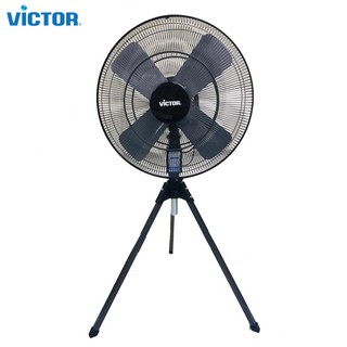 Victor พัดลมอุตสาหกรรม 3 ขา รุ่น IF-2412 ขนาด 24 นิ้ว สีเทาเข้ม ใบพัดเหล็ก 4 ใบพัด ประกันมอเตอร์ 3 ปี พัดลม ตั้งพื้น