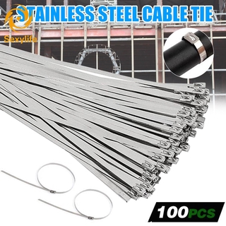 SL❤ 100PCS Multi-Purpose Locking Cable Metal Zip Ties Stainless Steel Self Locking Zip Tie