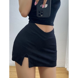 🔥V cut Split mini skirt 🔥  กระโปรงสั้น ผ่าข้าง สไตล์ฝรั่ง _Gioia.991  ( #gii443 )