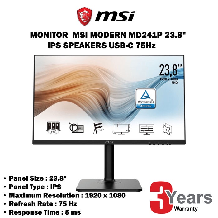 MSI Monitor MODERN-MD241P,1920 x 1080,250 cd/m2,5 ms