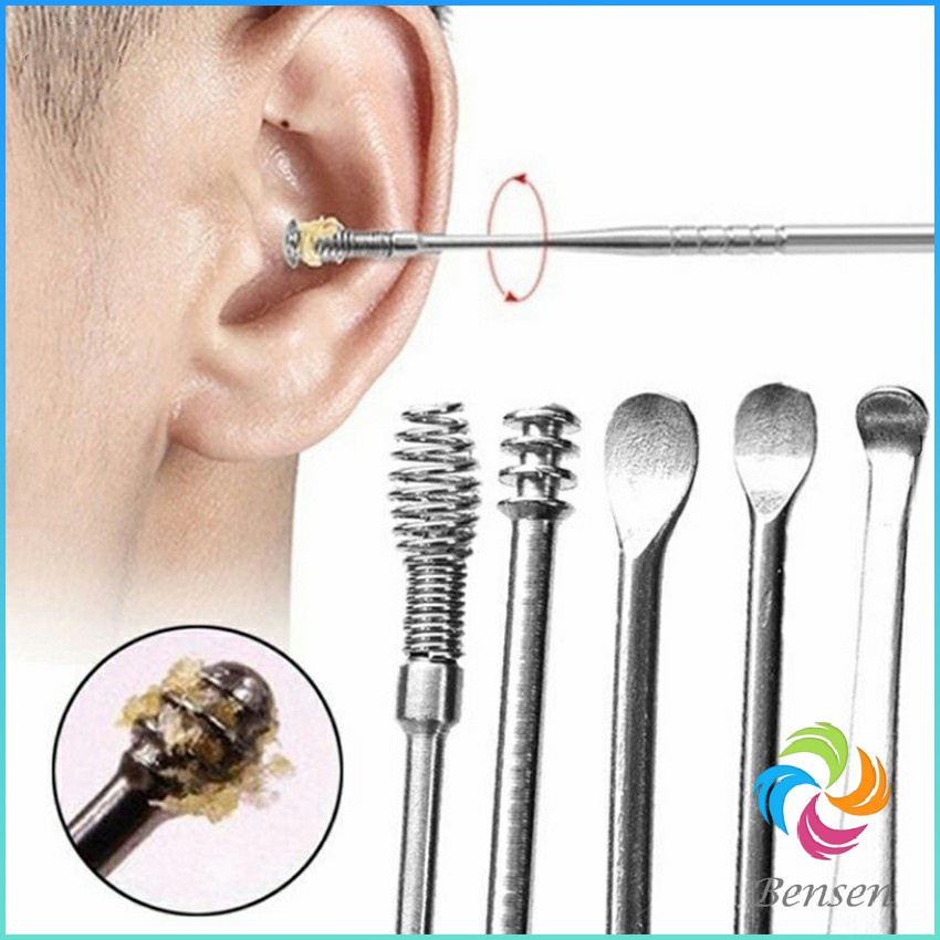 Bensen ชุดไม้แคะหู พร้อมกล่องใส่ คุณภาพดี  วัสดุสเตนเลส  ขนาดสามารถพกพา Ear picking set