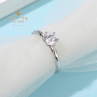 แหวนเพชรโมอีส 50ตัง นำ้ D VVS1 Moissanite 0.5 ct 5.0mm เงินแท้ ทองคำขาว18K แหวนงานแต่ง แหวนของขวัญ เถาวัลย์