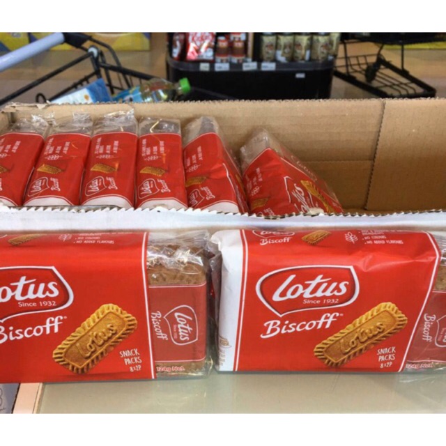 ขนม นำเข้า 1แถม1ของแท้ Lotus Biscoff ไซต์จัมโบ้ แบบแยกห่อ 16Pcs ทานคู่ เค้ก กาแฟสด Coffee ชูรส อย่างดี ของแท้ ขนม คุกกี