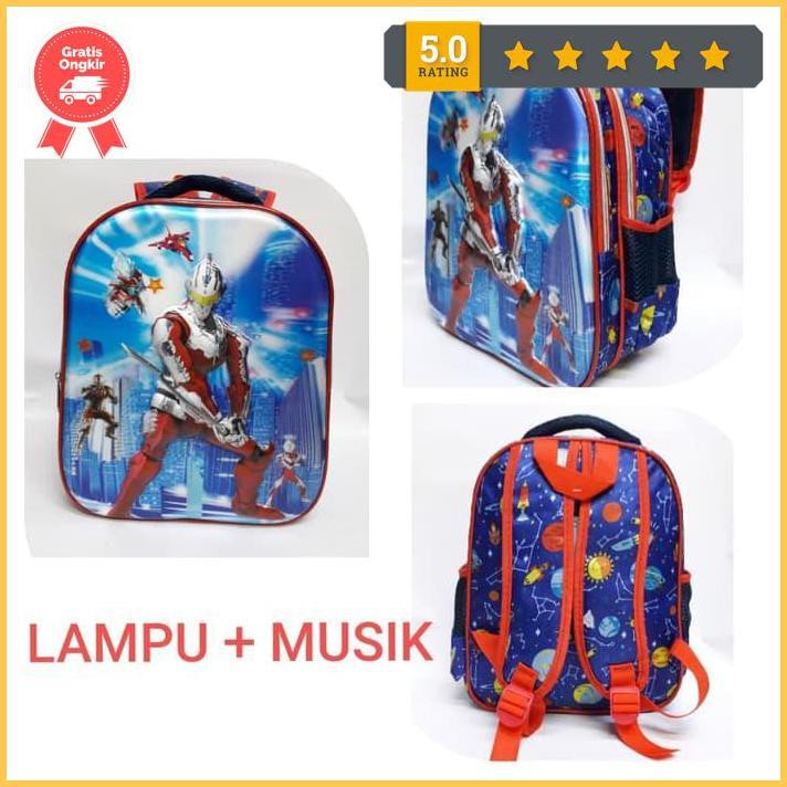 กระเป๋าเป้อนุบาลนําเข้า Ultraman 2-Pocket มีไฟและดนตรี - Tk Jneny789