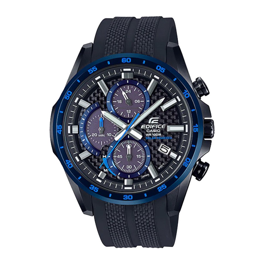 Casio Edifice นาฬิกาข้อมือผู้ชาย สายซิลิโคน รุ่น EQS-900,EQS-900PB,EQS-900PB-1B,EQS-900PB-1B - สีดำ