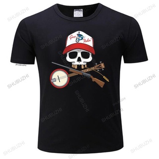 เสื้อยืดแขนสั้นลําลอง คอกลม พิมพ์ลาย Skullduggery Redneck สีดํา สําหรับผู้ชายS-5XL