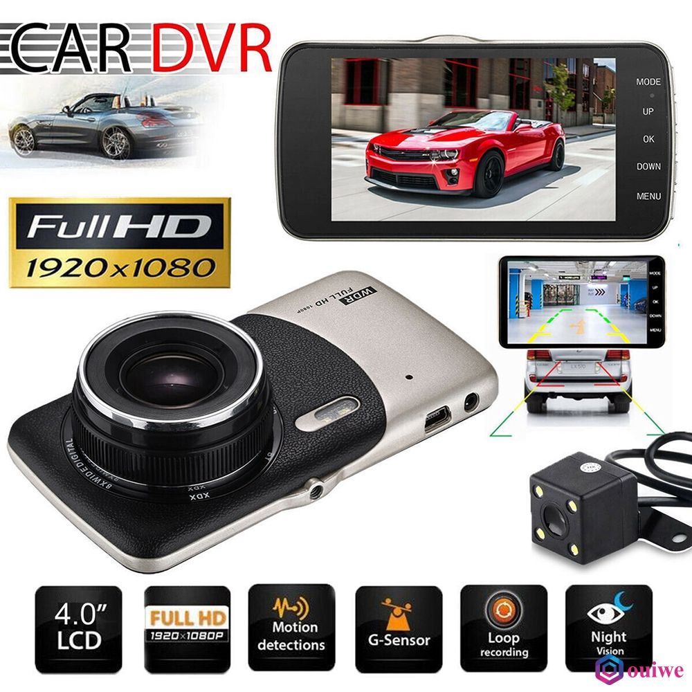 4’’ LCD IPS Dual Lens Car Dash Auto Cam FHD 1080P Dashboard Camera DVR G-sensor